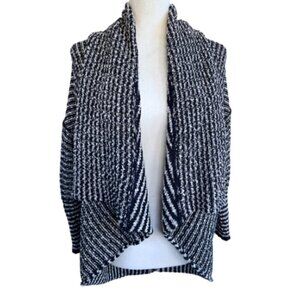 FREE PEOPLE Chunky Knit Open Front Black & White Cardigan Size S
